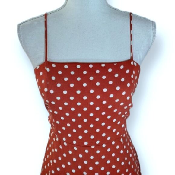 SKY AND SPARROW BRICK & CREAM/WHITE POLKA-DOT DRESS SZ.XL EUC - Picture 3 of 9
